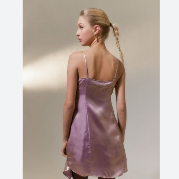 UO purple Mallory Metallic Asymmetrical Slip Dress - Picture 3 of 12